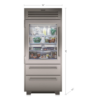 Sub-Zero Stainless Steel 36'' in. PRO Refrigerator Freezer Glass Door Left Hinge