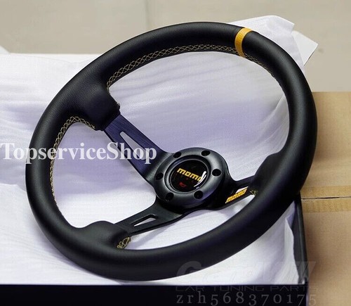 パーツ MOMO CORSE 350mm Momo Corse Leather 350mm Steering Wheel - Black with Silver