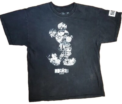 DISNEY x NEFF Mickey Mouse Graphic T Shirt Men's XL Black Cotton