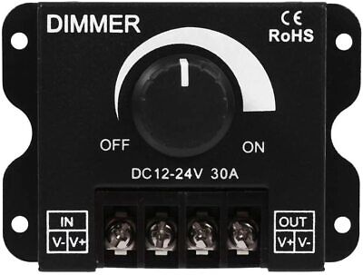 12v 24v 30a DIMMER DI POTENZA 720w MAX POTENZIOMETRO MANUALE PER LED STRIP B6E3