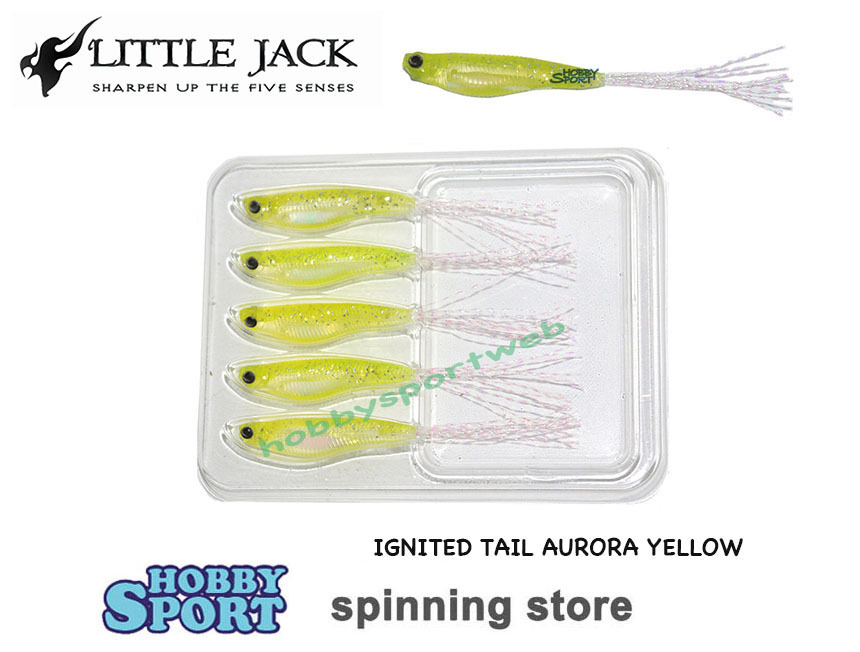 LITTLE JACK IGNITED TAIL AURORA YELLOW 1,5"  - ESCA SILICONICA MARE CONF 5 PZ