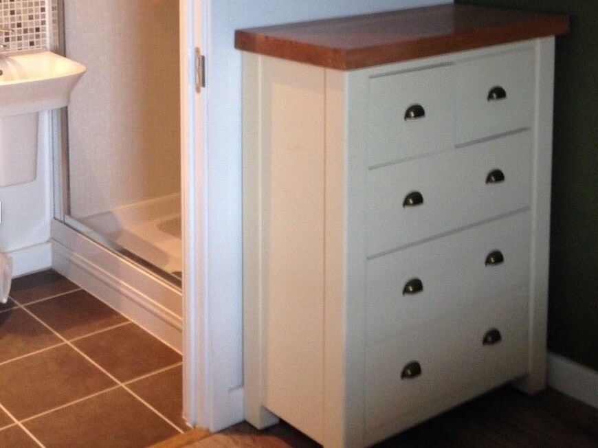 Solid Wood Drawers Extremely Well Built In Off White And Varnished