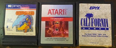 Lot of 3 Atari 2600 Games California Sword quest And Entombed