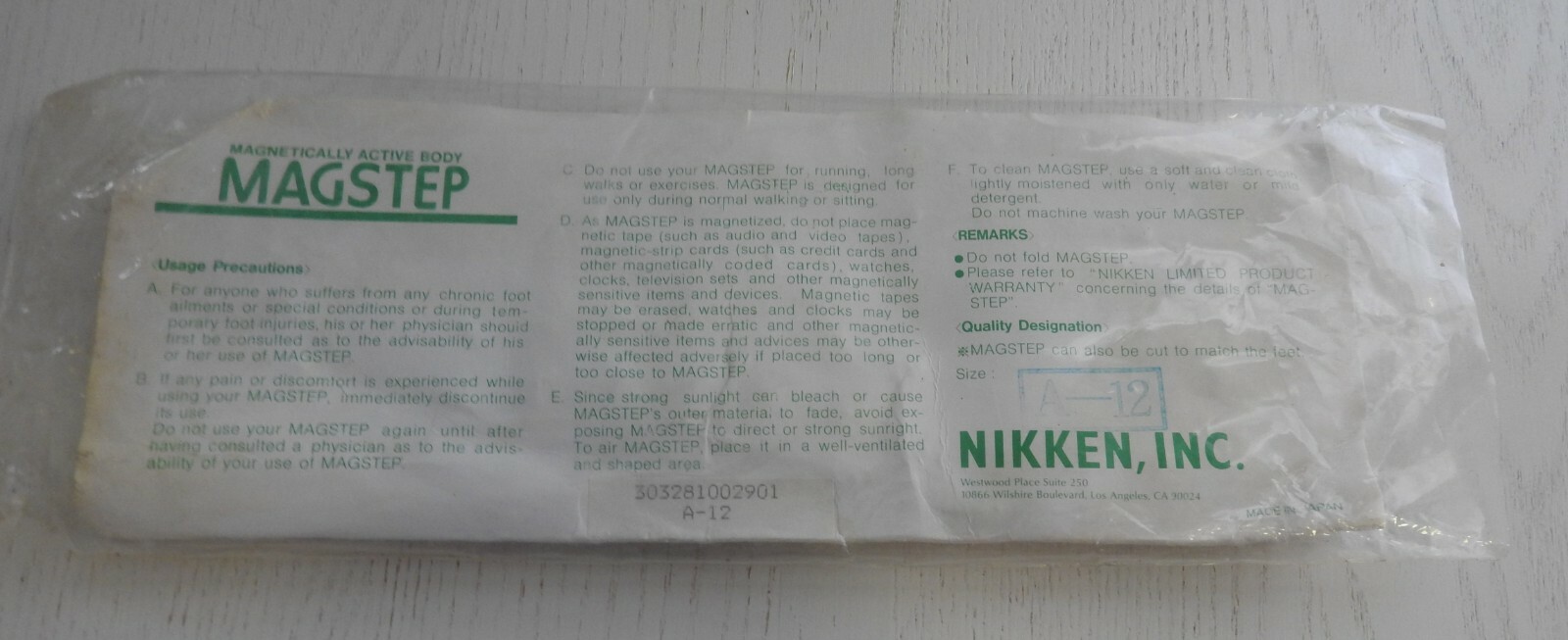 Nikken Magsteps Insoles New In Package Size A - 12