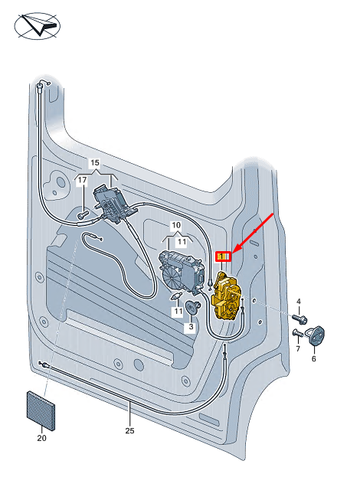 VW CADDY SB MK4 Left Sliding Door Rotary Latch Lock 7LA843603S NEW