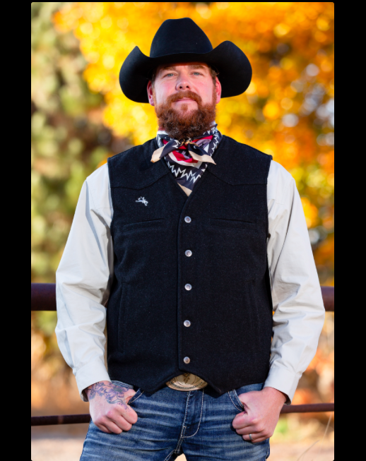 Wyoming Traders Mens Wyoming Wool Cowboy Ranch Wear Vest - BROWN