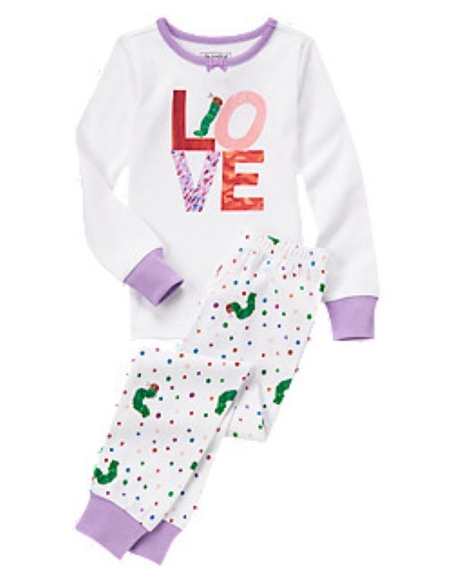 

NWT Gymboree Эрик Карл Очень голодная гусеница LOVE Gymmies Sleep Set 5 6, Многоцветный