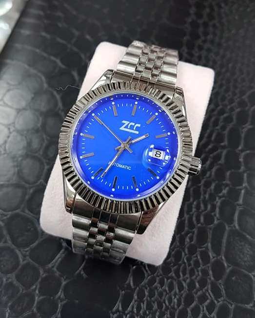 Orologio Da Polso Zcc Classic Uomo Analogico Automatico Datario Silver Blu lac