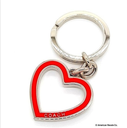 coach チャーム ♡ Rare COACH Vintage Red Enamel Heart Keychain FOB Purse Charm