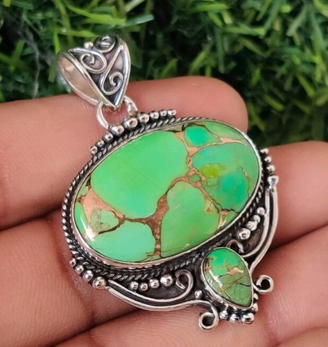 Green Copper Turquoise Gemstone 925 Sterling Silver Stylish