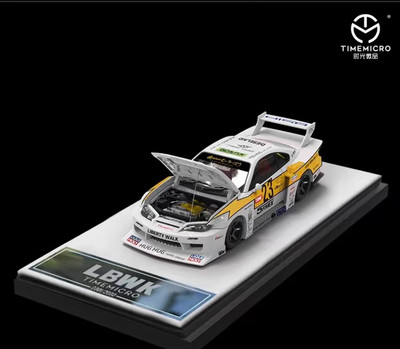Time Micro 1:64 Model Car Nissan LBWK S15 Open Hood No.23 Alloy Die-Cast Vehicle