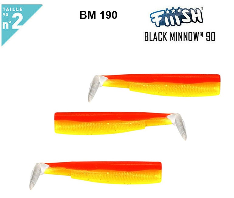BLACK MINNOW FIIISH SIZE 2BM 190 MANGO JUICE 3 CORPS RICAMBIO 90 MM SPINNING