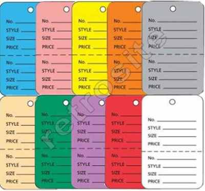 Merchandise Coupon Price Tags without Strings Unstrung Perforated Colors-Sizes