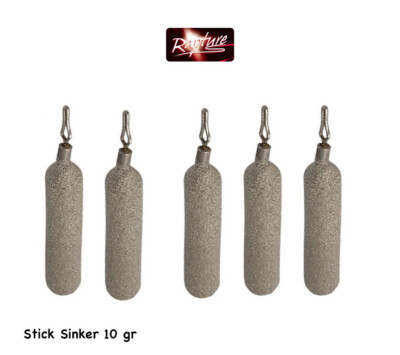 STICK SINKER PIOMBO DROP SHOT 3/8 OZ 10 GR BLACK BASS  PLASTIFICATO RAPTURE