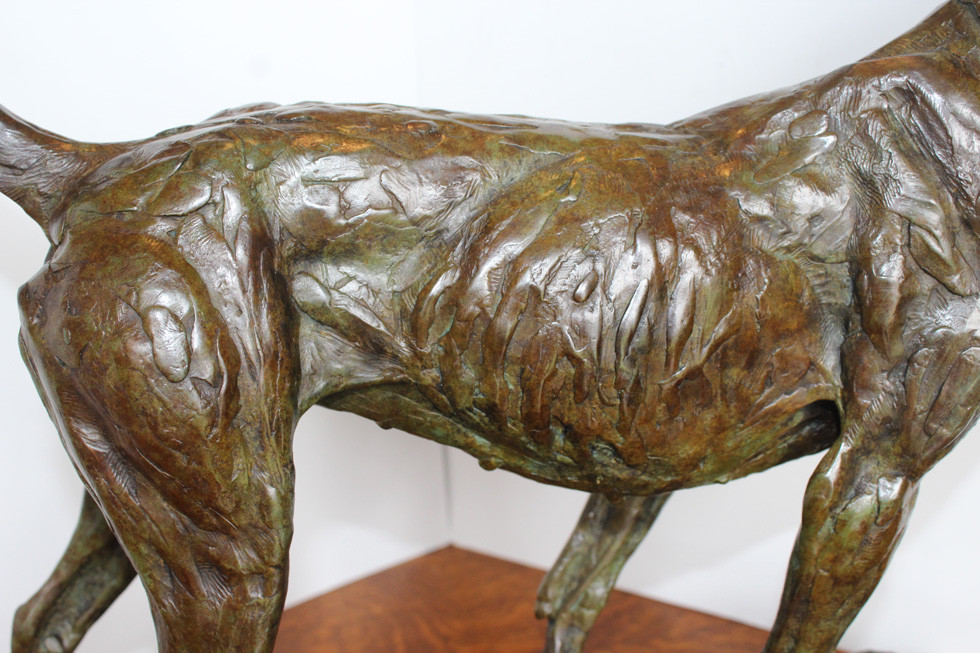 Walter Matia Original Bronze Dog Sculpture Pointer Sporting Large Signed Art