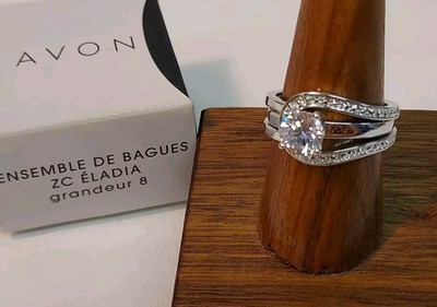 AVON ELADIA CZ RING SET size 8 new in BOX 