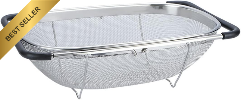 Stainless Steel Vegetable and Fruit Washing Basket, Draining Basin with Retracta