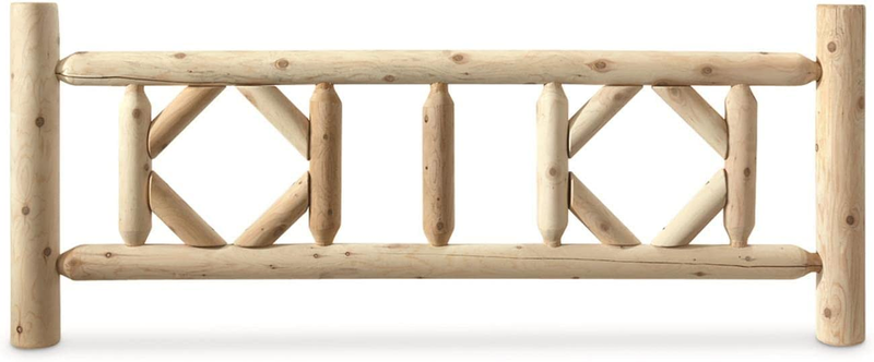 Diamond Cedar Log Bed Frame Full-Size, Rustic Natural Wood Bed Frames with Headb