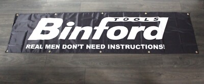 Binford Power Tools Banner Black Flag Big 2x8 feet Real Men Hardware Store  XZ