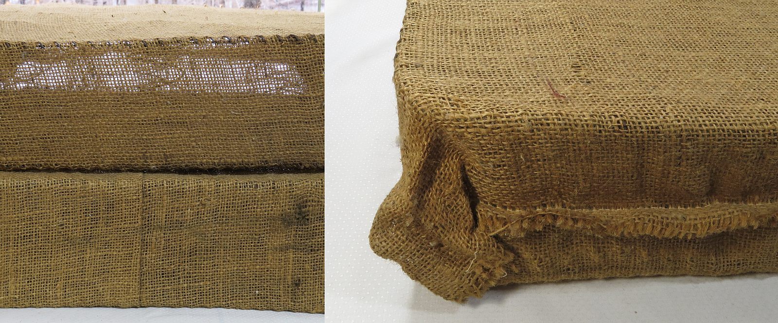 2 VTG Upholstery Burlap Covered Spring Units For Morris Chair