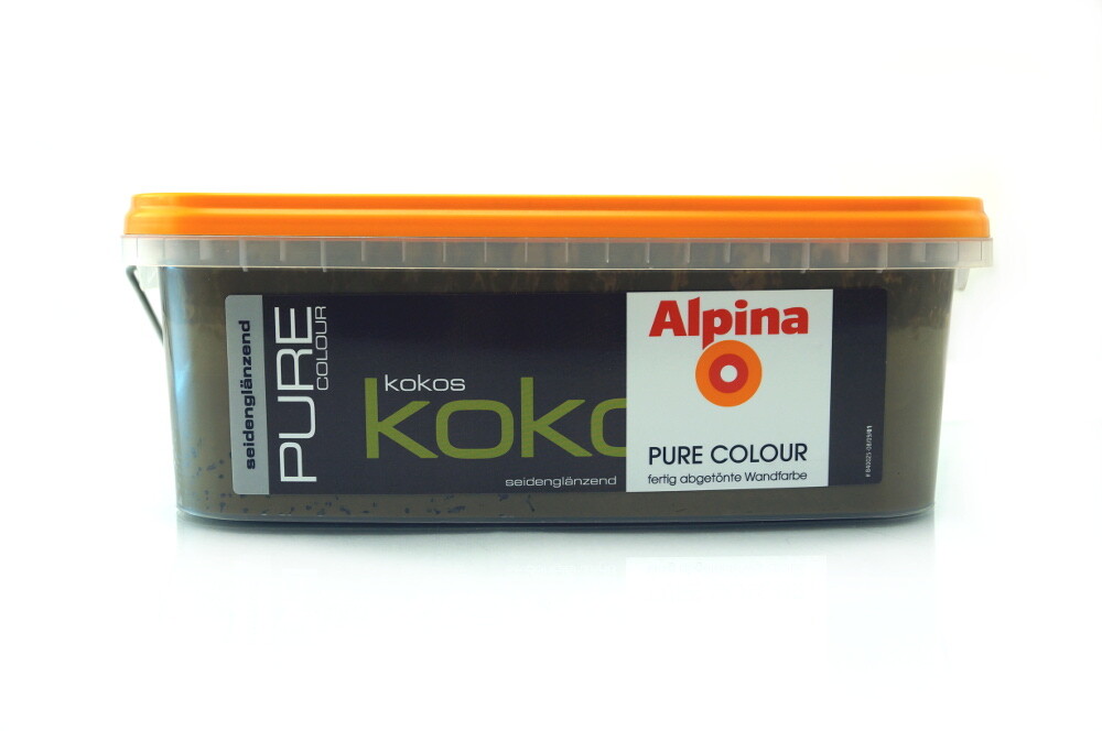 (2,50€/l) 2 x Alpina Pure Colour Wandfarbe seidenglänzend,  Kokos, 5 l 