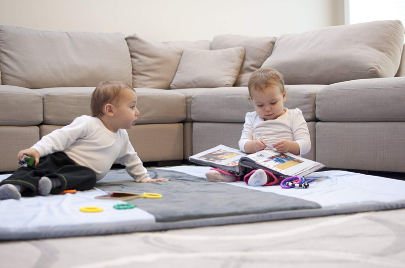 Snug Square Baby Play Mat - Large, Comfortable, Luxurious and Kids (Slate-White)