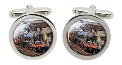 LMS Royal Scot Class 46108 Seaforth Highlander Cufflinks in Chrome Box