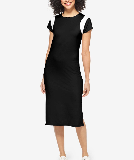 TOMMY JOHN Черно-белое платье-футболка миди Second Skin XL 16 Пима из хлопкового модала