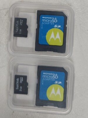 LOT 2pcs Sandisk Micro SD Memory Card 2GB + Adapter