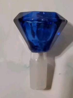 14mm Blue Diamond Bowl - Male - Single Hole - Thick Glass