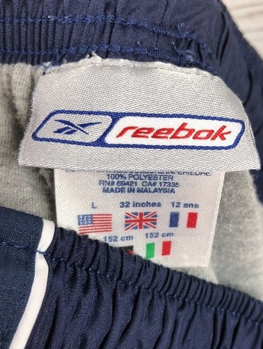 Reebok Youth Athletic Lined Wind Pants Ankle Zip Navy Blue Size Large