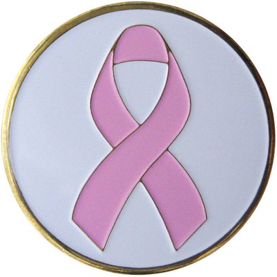 New Putter Mounted Divot Tool and Ball Marker - PINK RIBBON-WHITE