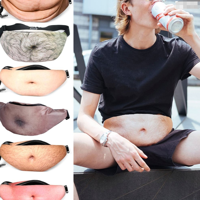 Fake Hairy Gut Dad Men Fun Waist Bag Pouch Novelty Beer Belly Fanny Pack For Men eBay
