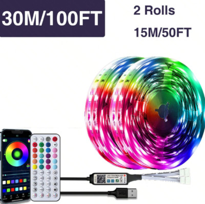 100Ft LED Strip Lights, Smart Light with App Remote Control, RGB LED Lights