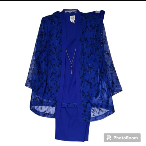 R&M Richards Dressy Pantsuit Women’s 22W Soutache Blue Beaded Shirt & Pants USA