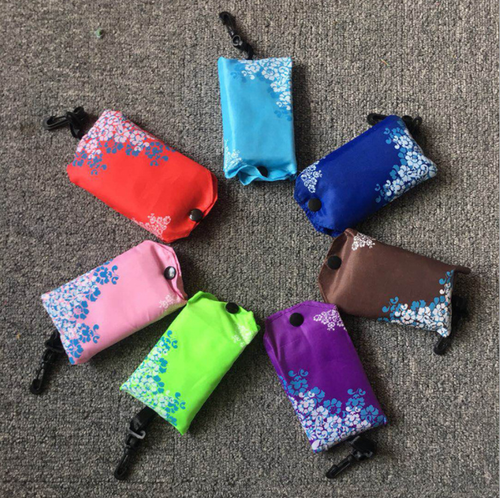 Foldable Handy Shopping Bags Reusable Tote Pouch Handbags Chinese White Vine