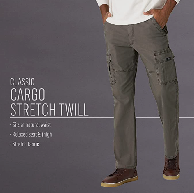 Men's Wrangler Relaxed Fit Cargo Pants w/ Stretch Olive Drab Green CHOOSE SIZE