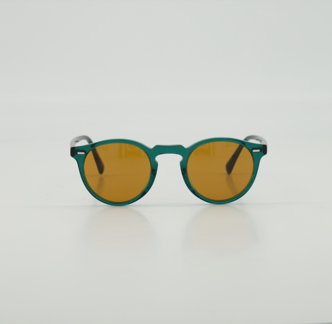 Pre-owned Oliver Peoples Gregory Peck Sun Limited Edition In Dark Teal/ Cognac Msrp$487 In Brown