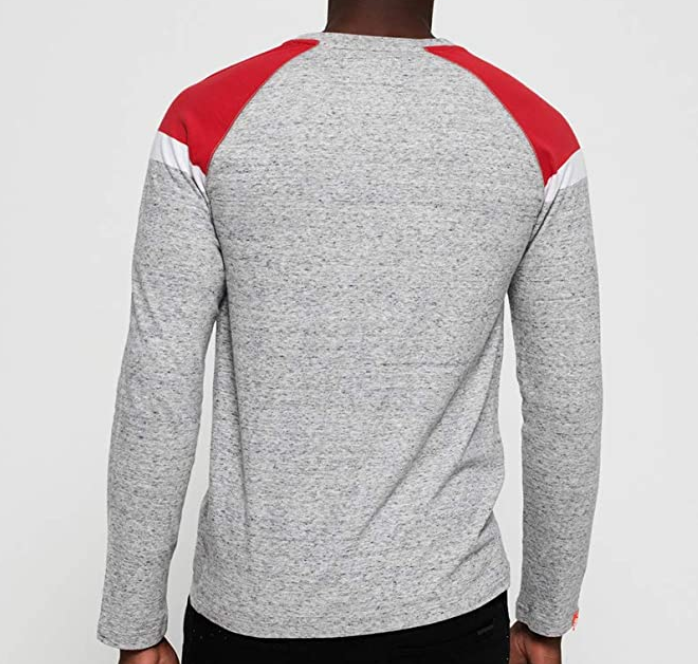 Superdry Herren LongsleeveSweaterPullover Orange Label Rundhals GrauRot
