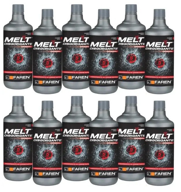 12x DISGORGANTE RAPIDO PROFESSIONALE MELT 750 ml PER SCARICHI TUBI TUBATURE
