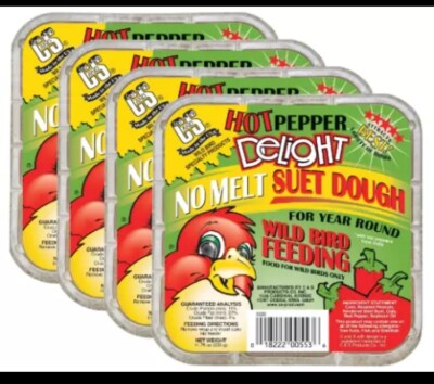 C&S Hot Pepper Delight No Melt Suet Dough Fresh Wild Bird Food 11.75 oz 4-pack
