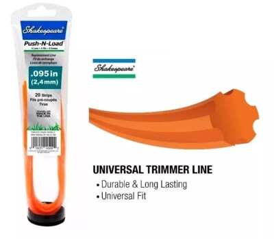 Shakespeare Push-N-Load .095 In. Pre-Cut Trimmer Line 20 Strips Each (3 PACK)