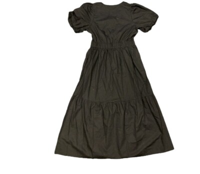 French Connection Women's Bubble Sleeve Poplin Maxi Dress  Medium Black