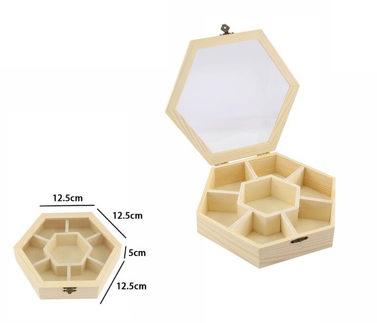 Scatola Portagioie In Legno Con Bacheca 7 Posti Scomparti Vetrina 74027a dfh