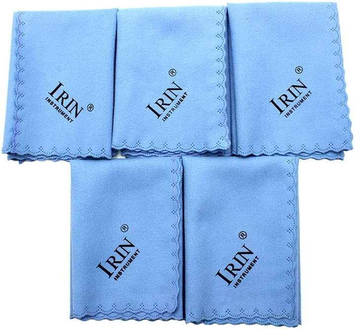 5Pcs Microfiber Polishing Cleaning Cloth for Musical Instrument Guitar Piano Sax