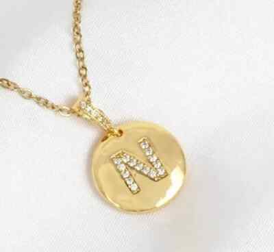 1Ct Round Lab Created Diamond Initial Letter ''N'' Pendant 14k Yellow Gold Plated