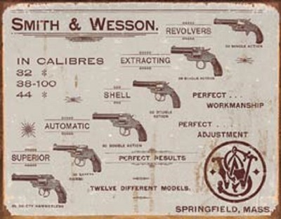 Smith & Wesson Revolvers Novelty TIN SIGN Vintage Gun Shop Firearms Wall Poster 