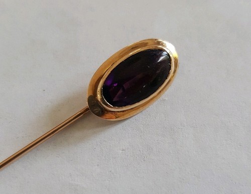 Victorian 10K Amethyst Stick Pin & Box