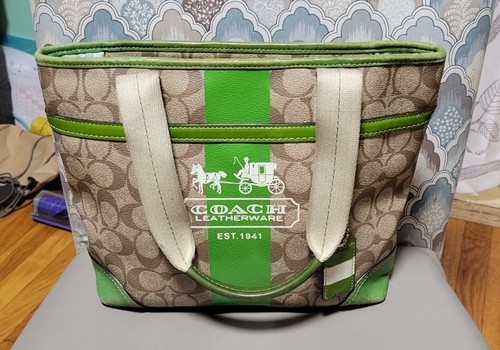 バッグ Coach Handbag Rank A COACH Chelsea Heritage Stripe bag, #B0873-11349 beige and