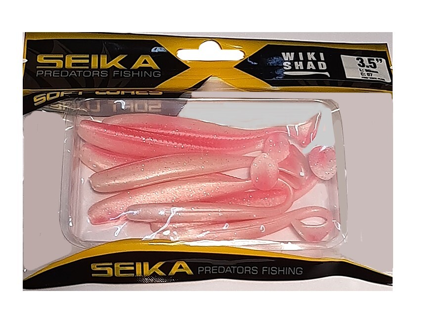 WIKI SHAD SEIKA 3,5'' C07 PINK WHITE SILICONICO 9 CM SPINNING SPIGOLA BASS 8 PZ